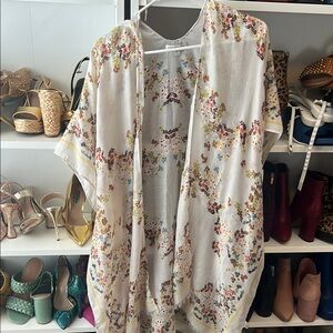 Woven Heart Cream Brown Oversized Blouse